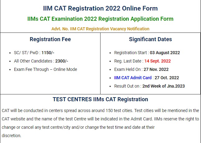 IIM CAT Registration 2022 Start Apply Online - EgovJob