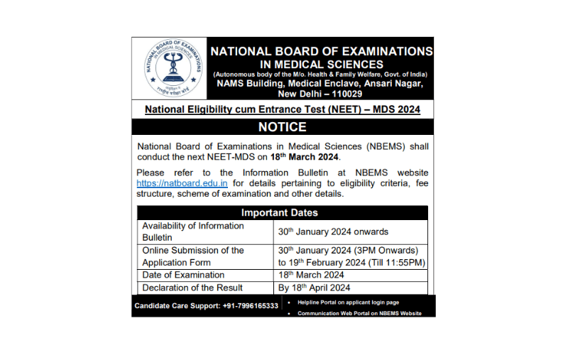 NEET MDS 2024 notification released