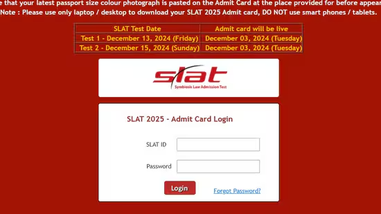 SLAT 2025 test 1 begins today, direct link to download admit card