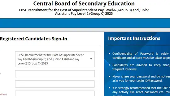 CBSE Recruitment 2025: Last Date to Apply for 212 Superintendent, Junior Assistant Posts on January 31 – Direct Link Here