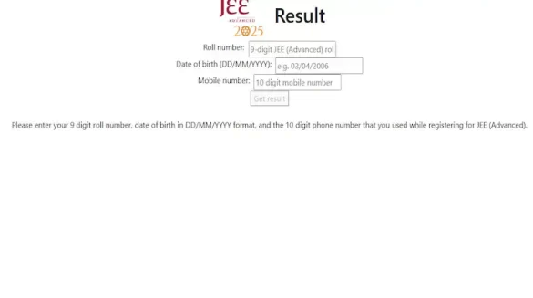 JEE Advanced Result 2025 Declared, direct link here